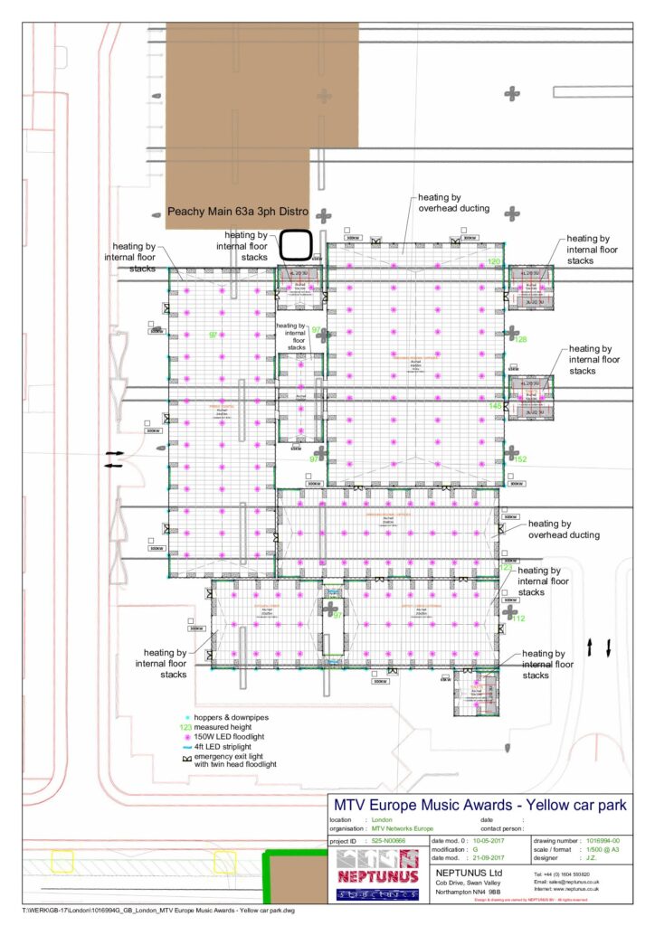 Large scale industrial Lighting within numerous marquees floor plan