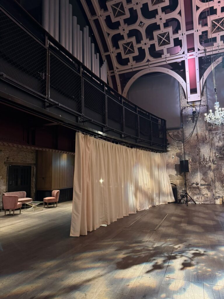 Wedding lighting and Draping at Battersea Arts Centre